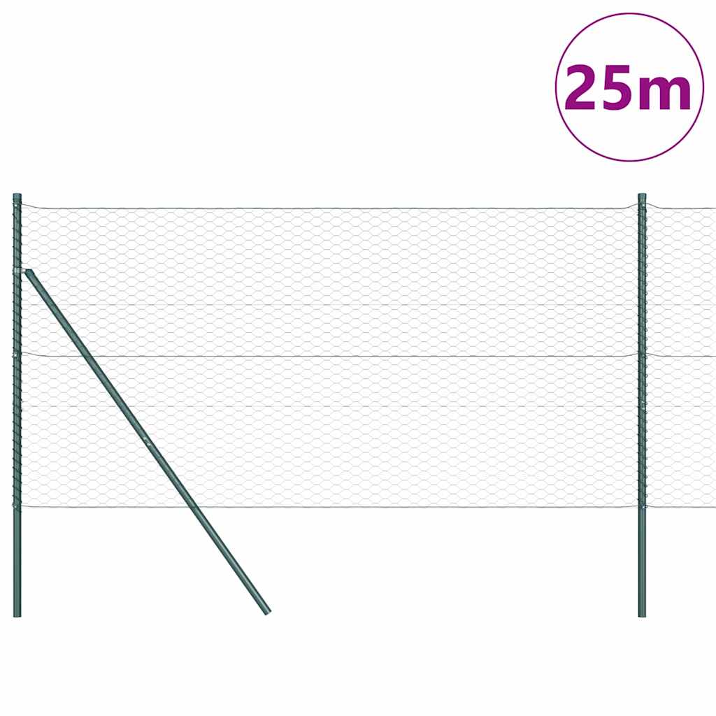Vidaxl afrasteringspaal groen 25 x 1,2 m (36 mm gaas) staal
