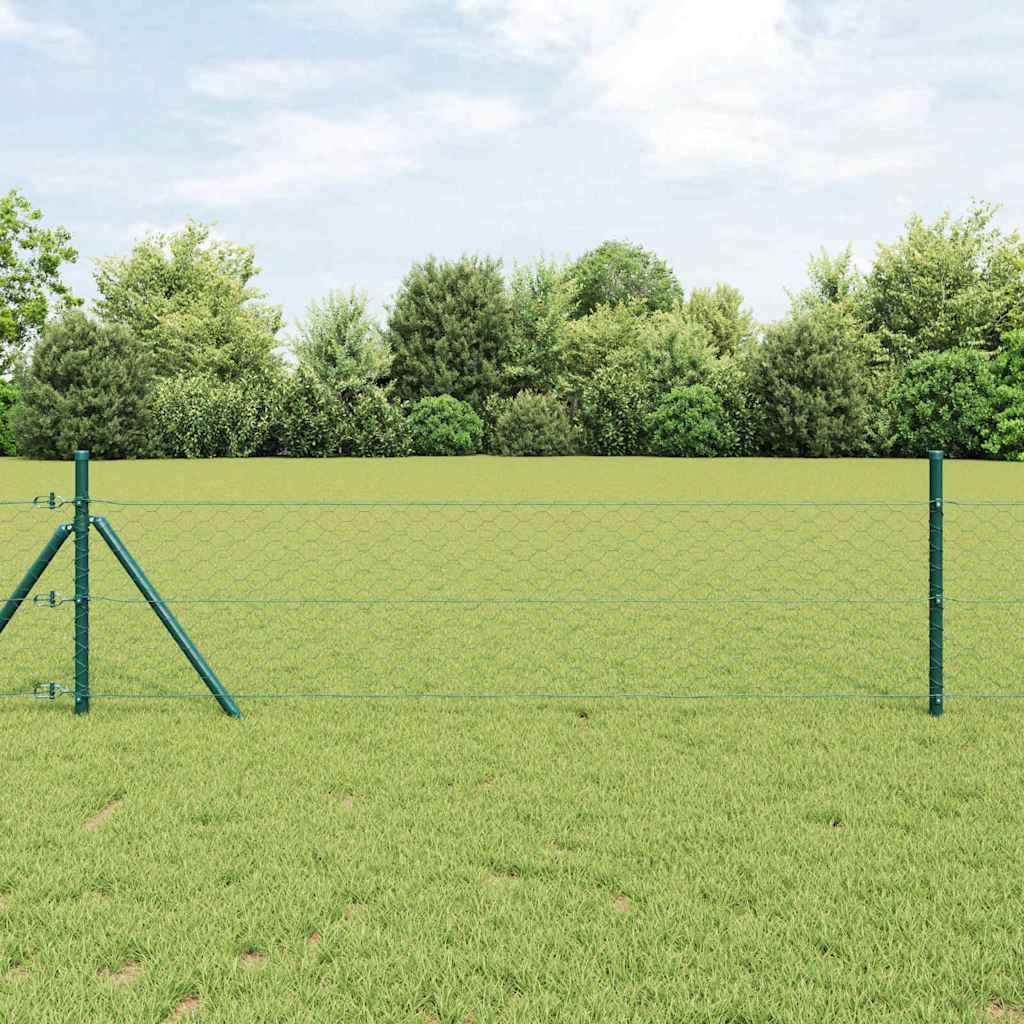 Vidaxl afrasteringspaal groen 25 x 1,4 m (50 mm gaas) staal en pvc