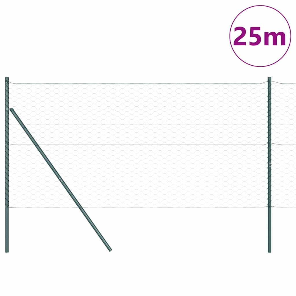 Vidaxl afrasteringspaal groen 25 x 1,4 m (50 mm gaas) staal en pvc