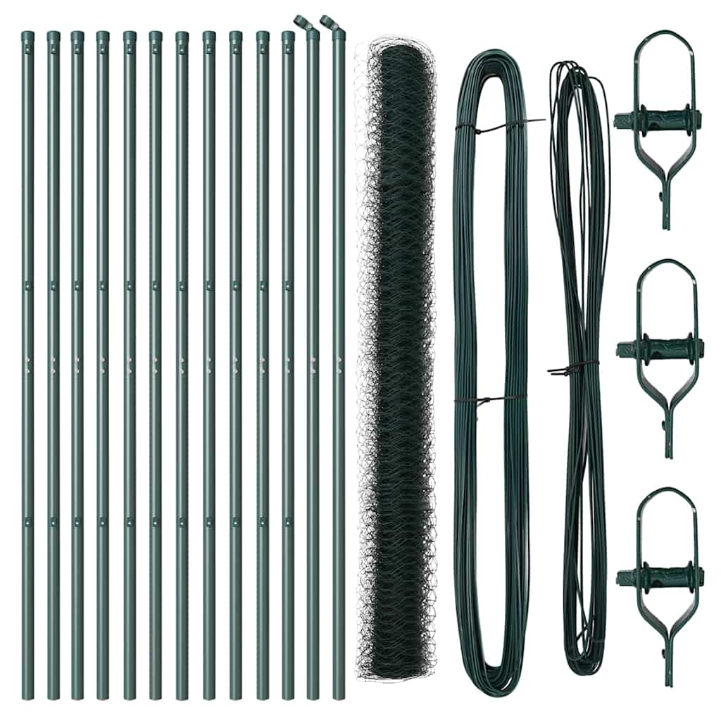 Vidaxl afrasteringspaal groen 25 x 1,6 m (36 mm gaas) staal en pvc