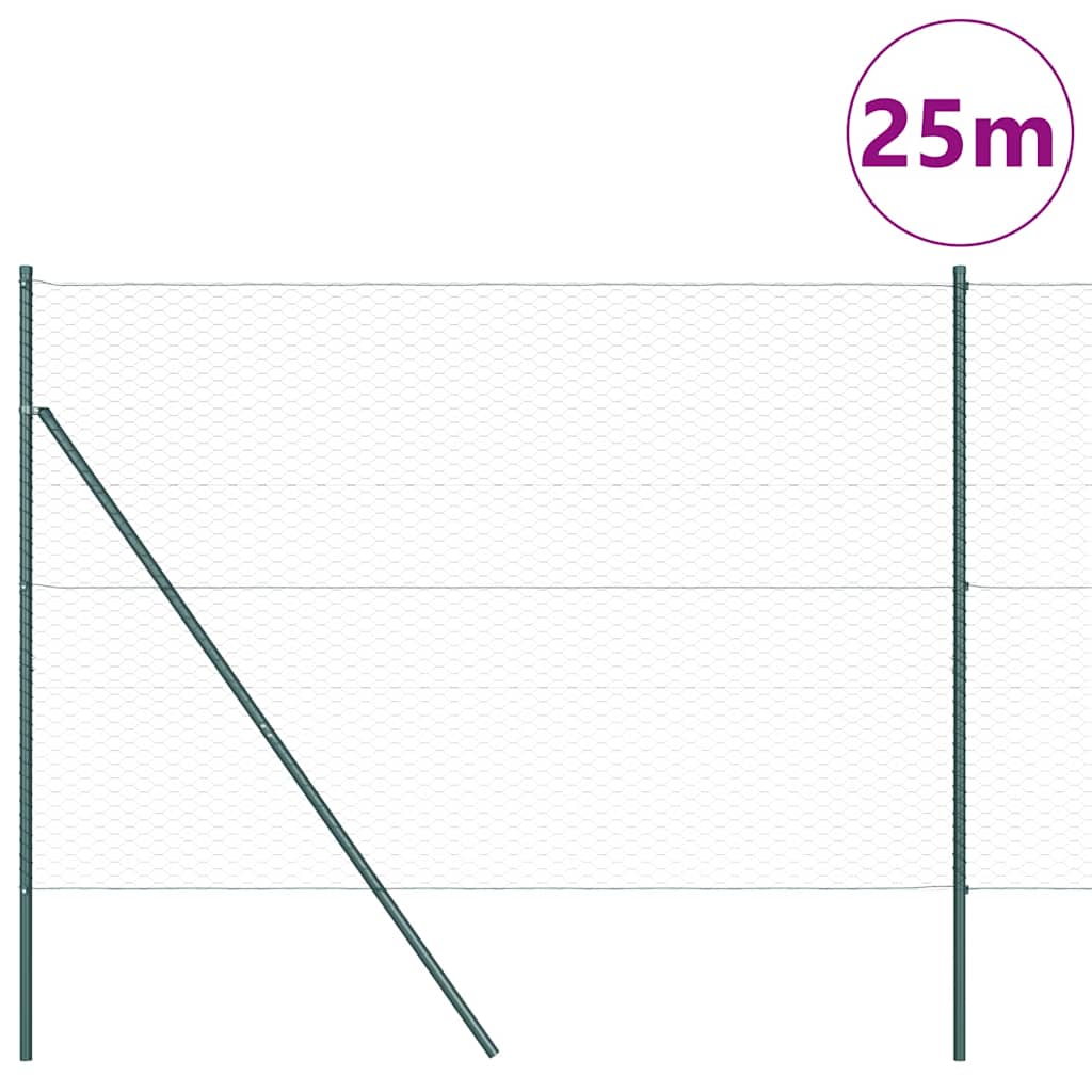 Vidaxl afrasteringspaal groen 25 x 1,6 m (36 mm gaas) staal en pvc