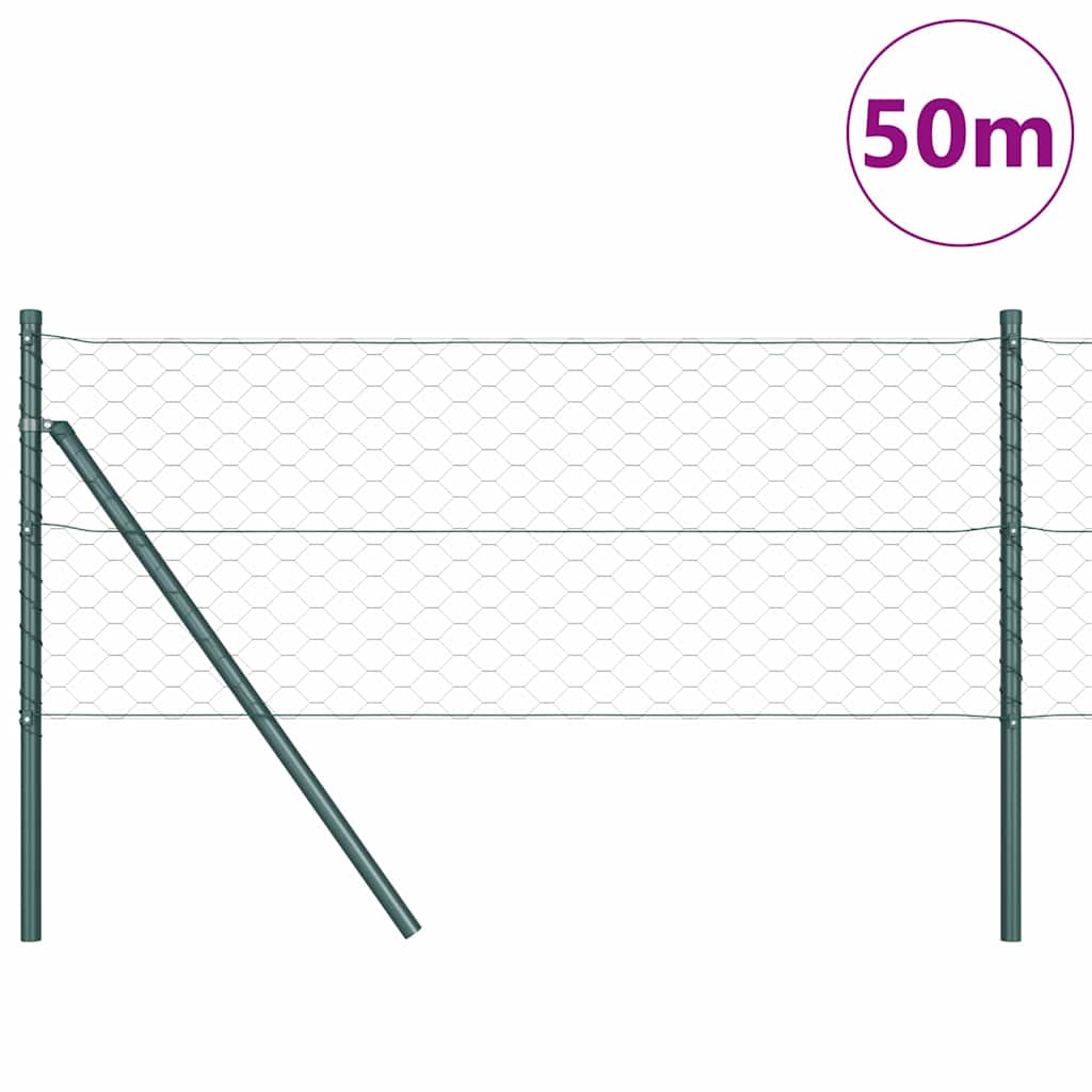 Vidaxl afrasteringspaal groen 50 x 0,6 m (50 mm gaas) staal en pvc