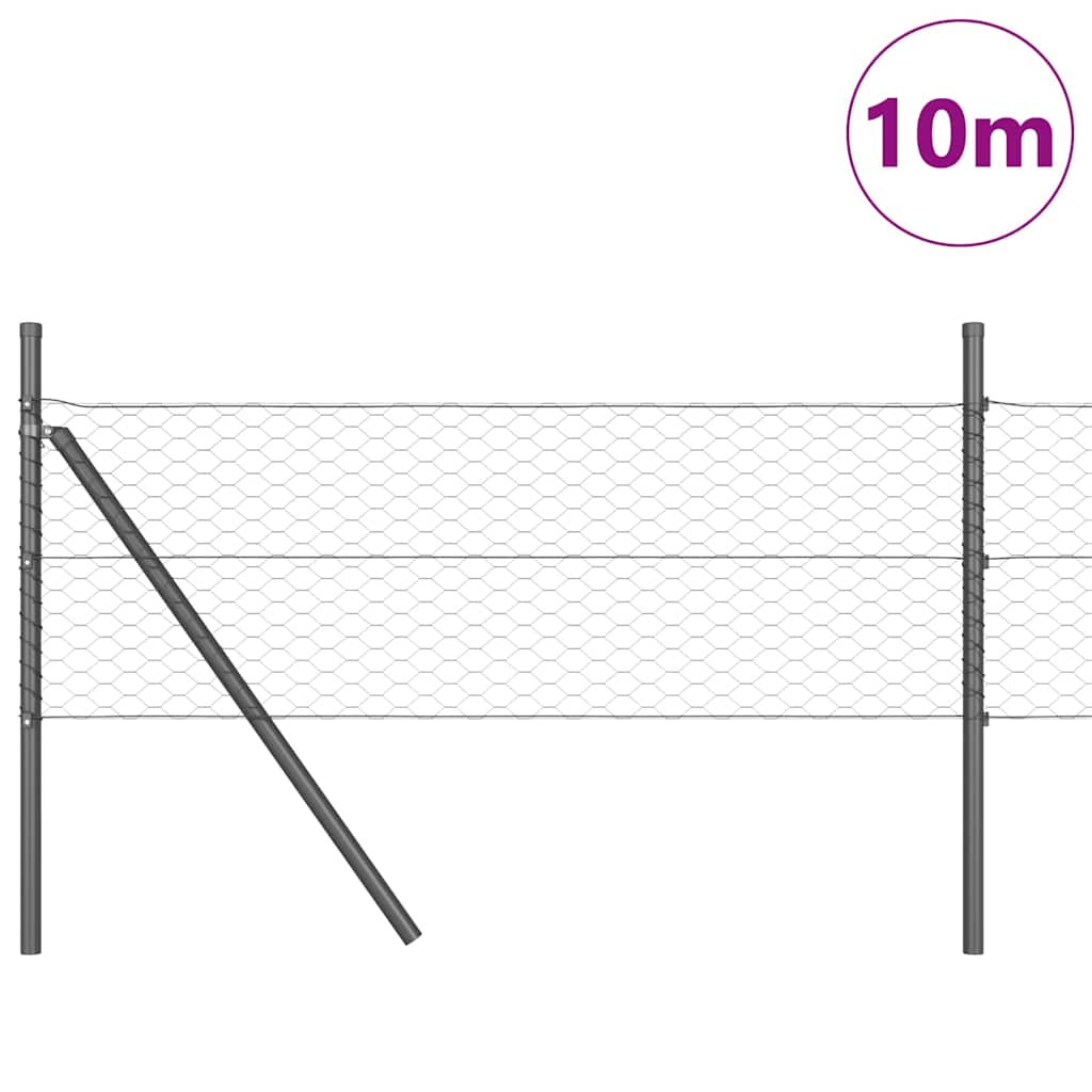 Vidaxl afrasteringspaal grijs 10 x 0,4 m (36 mm gaas) staal en pvc
