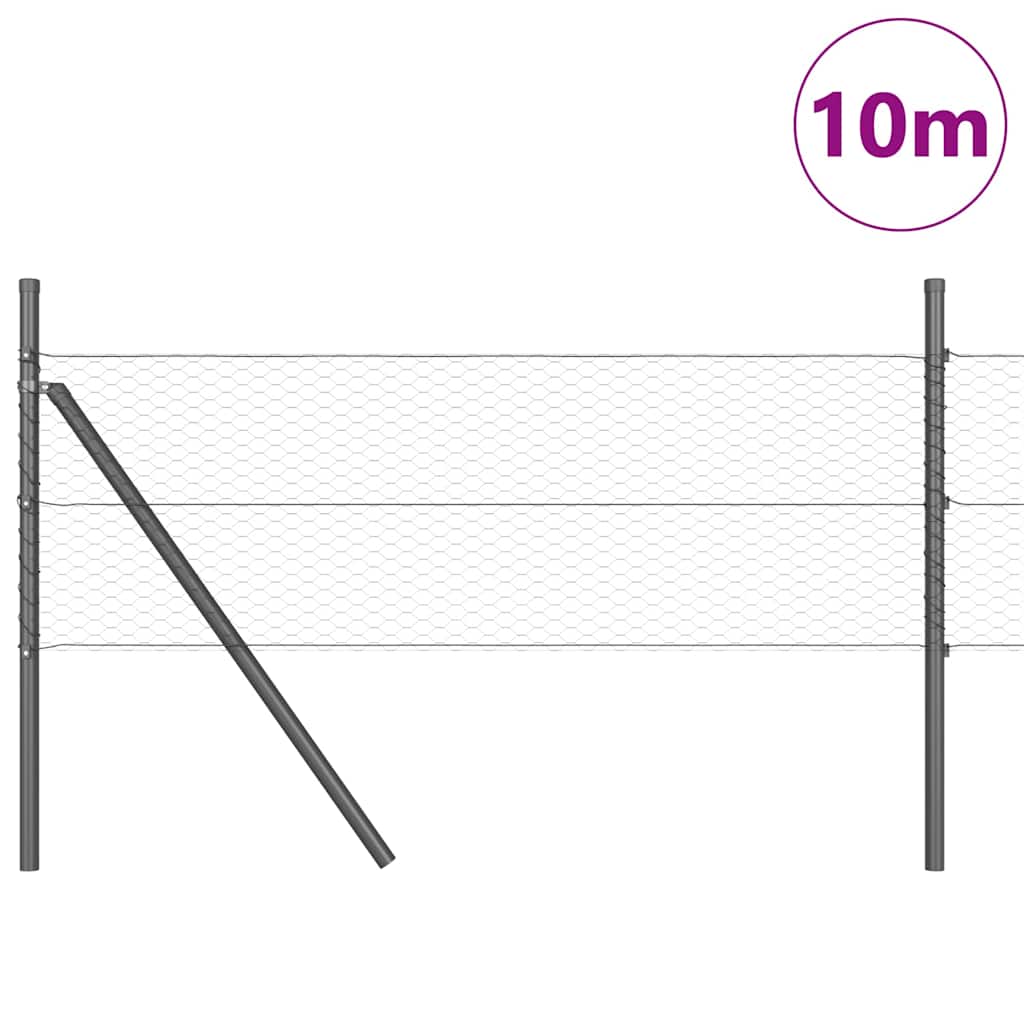 Vidaxl afrasteringspaal grijs 10 x 0,5 m (25 mm gaas) staal en pvc