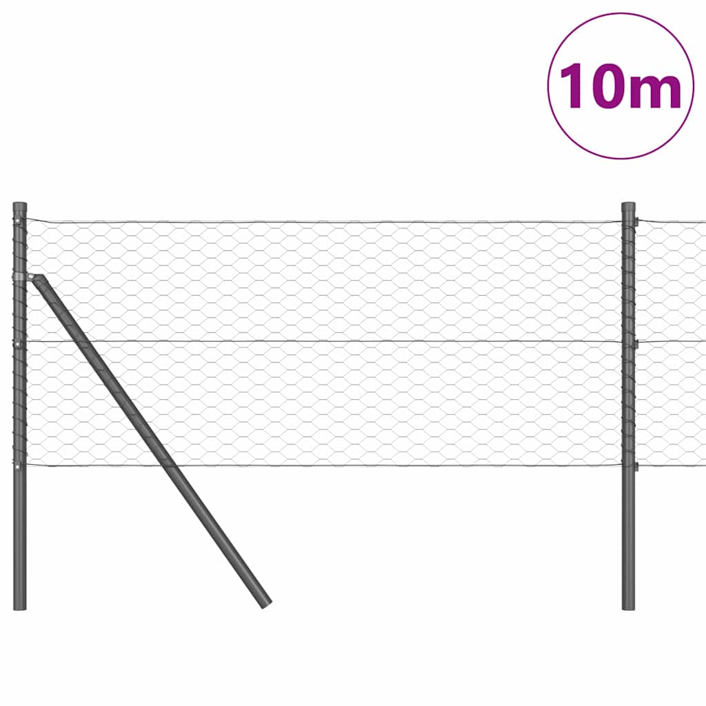 Vidaxl afrasteringspaal grijs 10 x 0,6 m (36 mm gaas) staal en pvc