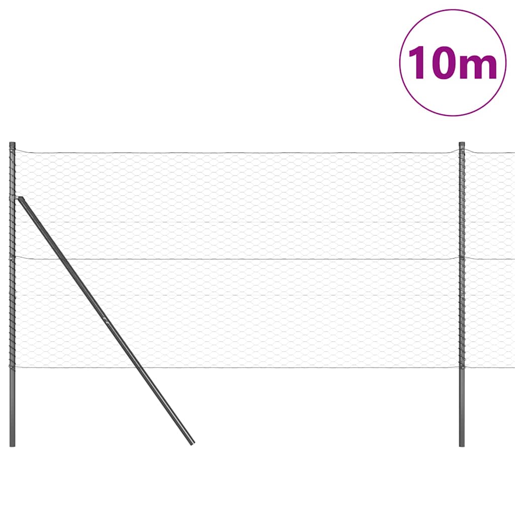 Vidaxl afrasteringspaal grijs 10 x 1,2 m (36 mm gaas) staal en pvc