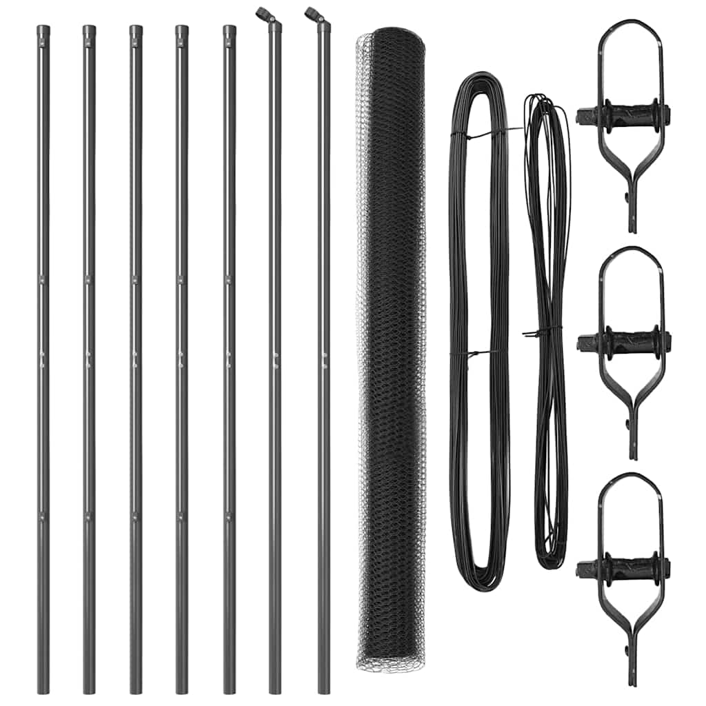 Vidaxl afrasteringspaal grijs 10 x 1,6 m (13 mm gaas) staal en pvc