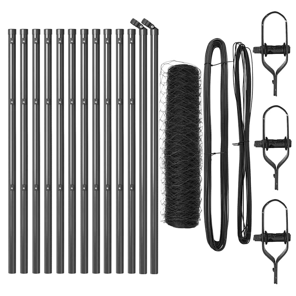 Vidaxl afrasteringspaal grijs 25 x 0,4 m (36 mm gaas) staal en pvc