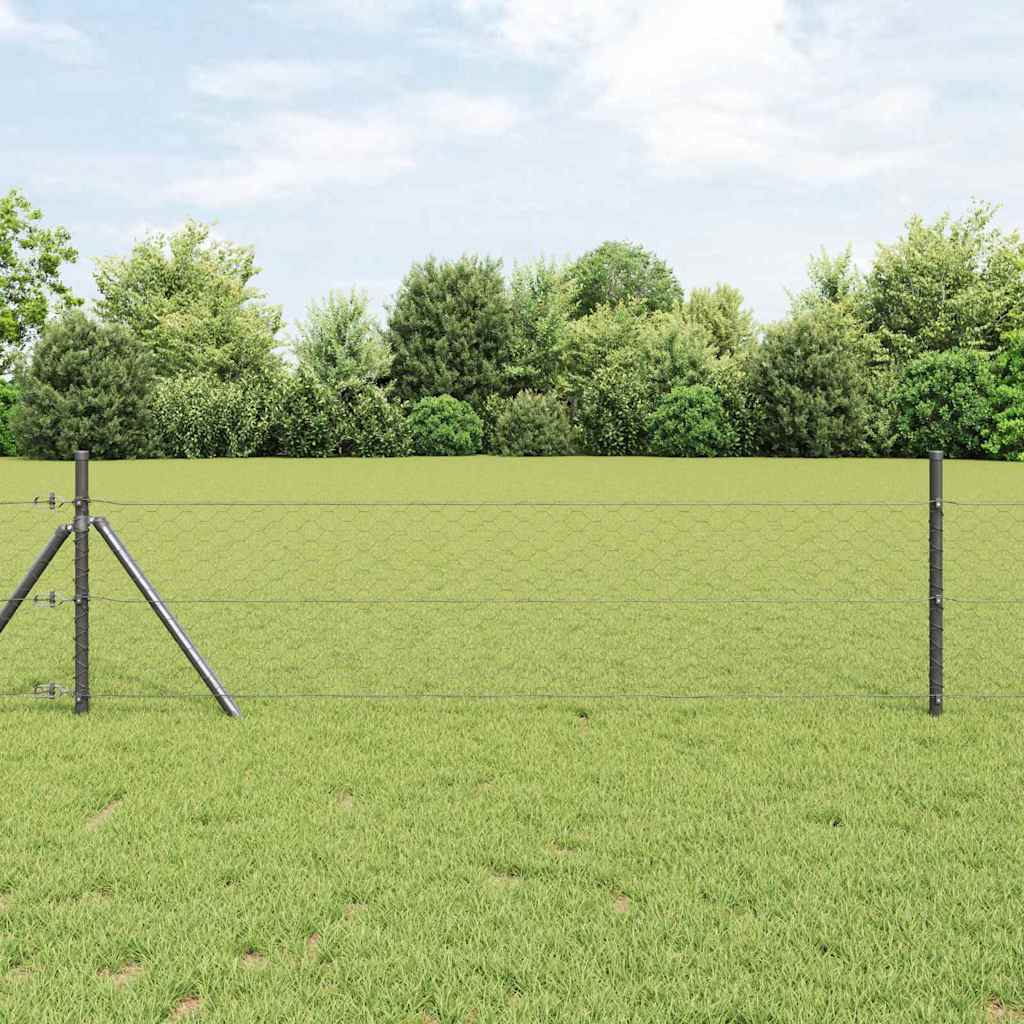 Vidaxl afrasteringspaal grijs 25 x 0,6 m (50 mm gaas) staal en pvc