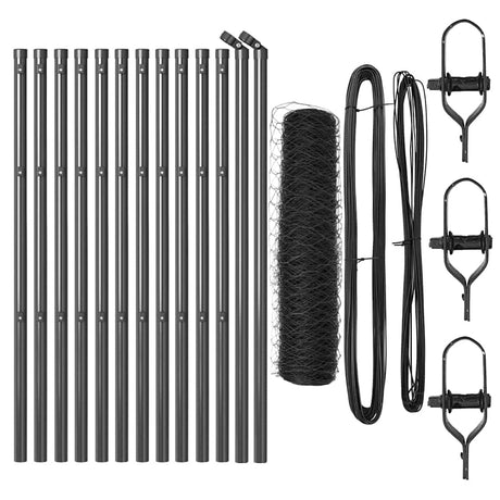 Vidaxl afrasteringspaal grijs 25 x 0,6 m (50 mm gaas) staal en pvc