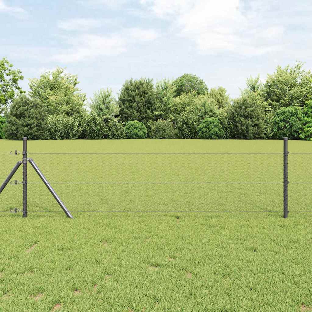 Vidaxl afrasteringspaal grijs 25 x 0,8 m (25 mm gaas) staal en pvc