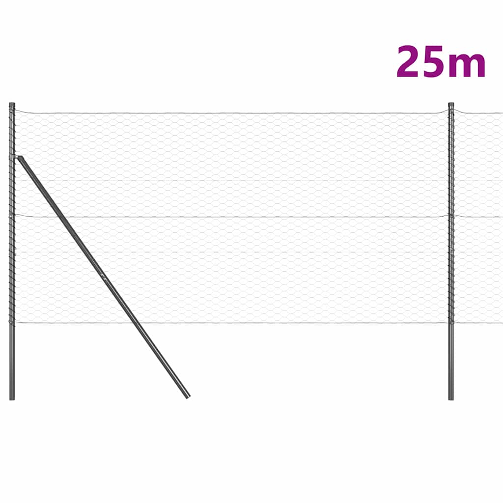 Vidaxl afrasteringspaal grijs 25 x 1 m (36 mm gaas) staal