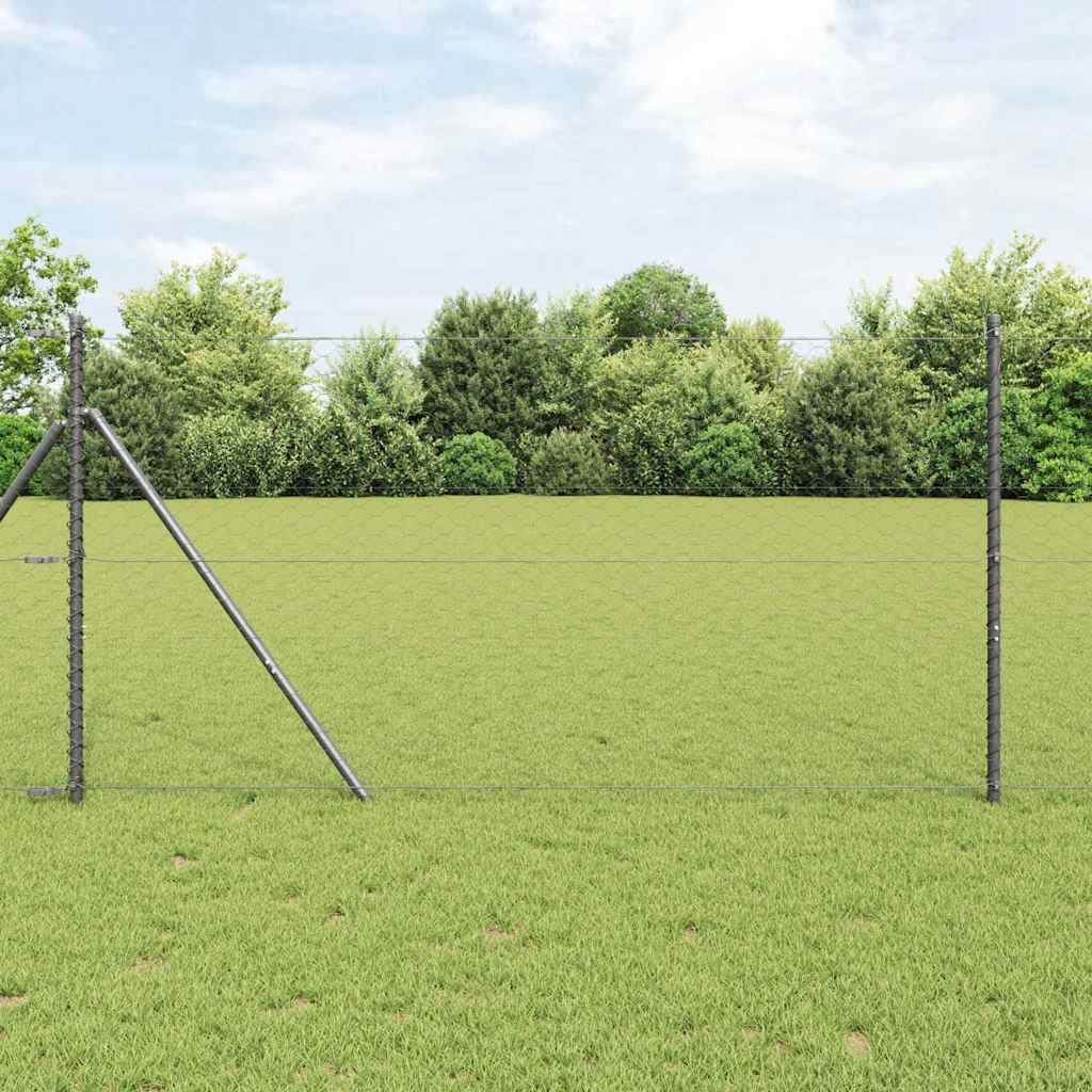 Vidaxl zeshoekig gaashek met grondbevestiging 25 x 1 m grijs mesh