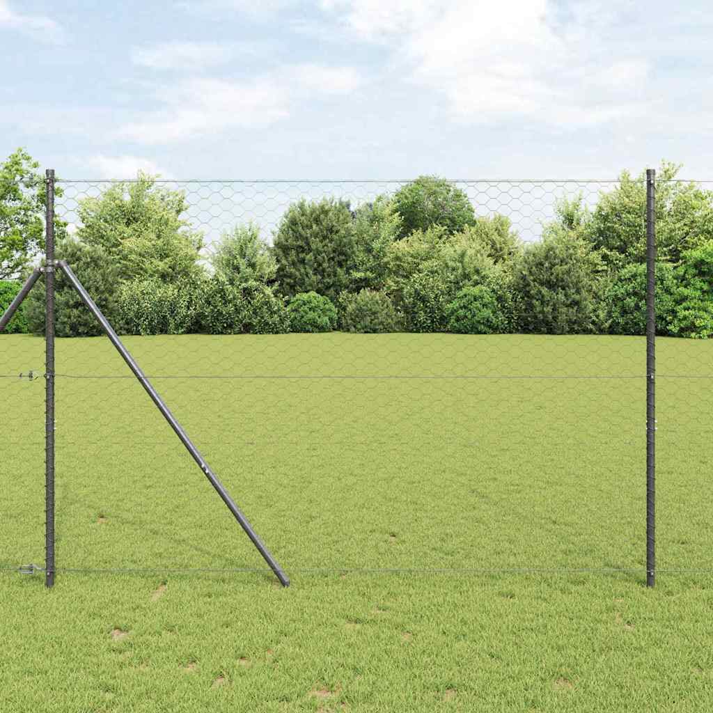 Vidaxl afrasteringspaal grijs 25 x 1,6 m (50 mm gaas) staal en pvc
