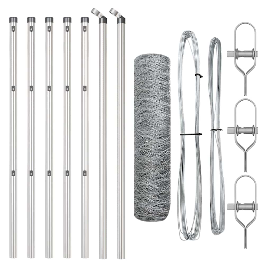 Vidaxl afrasteringspaal zilver 10 x 0,6 m (36 mm gaas) staal