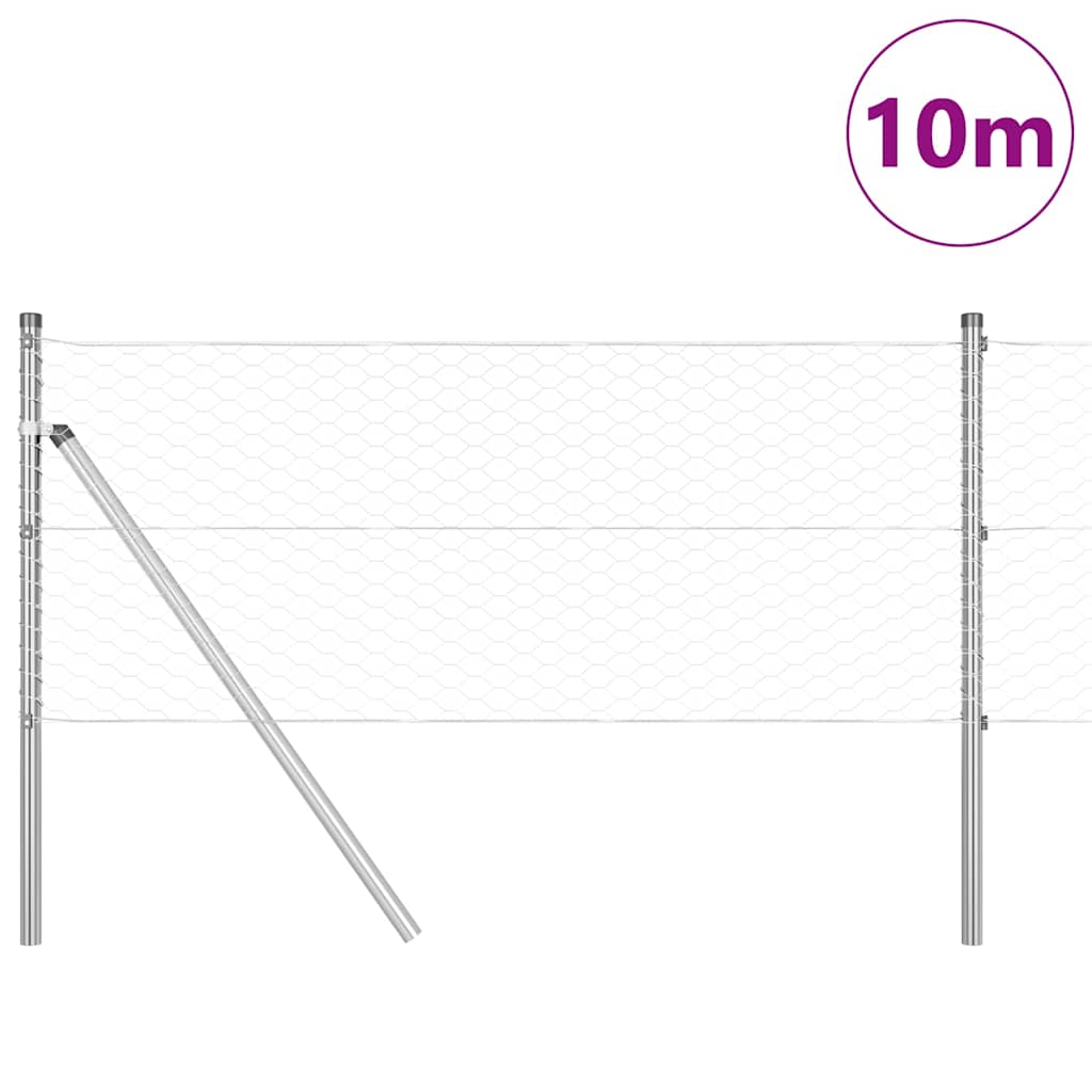 Vidaxl afrasteringspaal zilver 10 x 0,6 m (36 mm gaas) staal