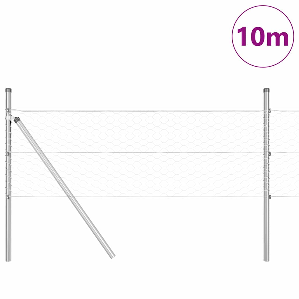 Vidaxl afrasteringspaal zilver 10 x 0,8 m (36 mm gaas) staal