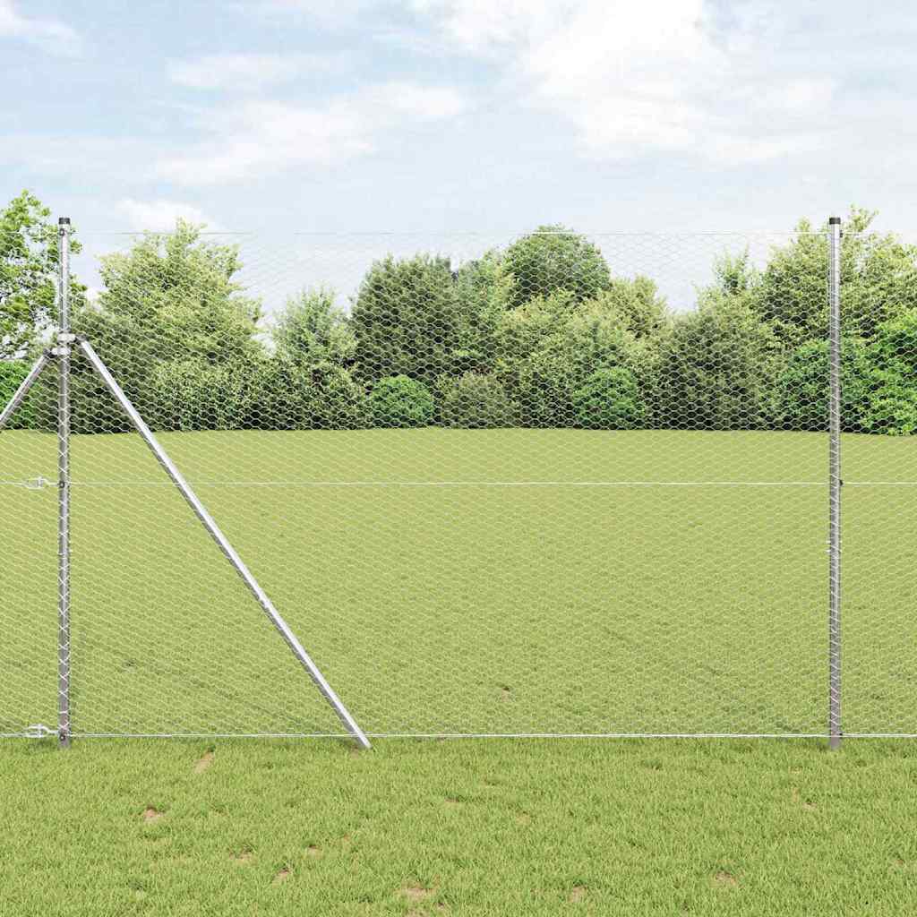 Vidaxl afrasteringspaal zilver 10 x 1,6 m (25 mm gaas) staal