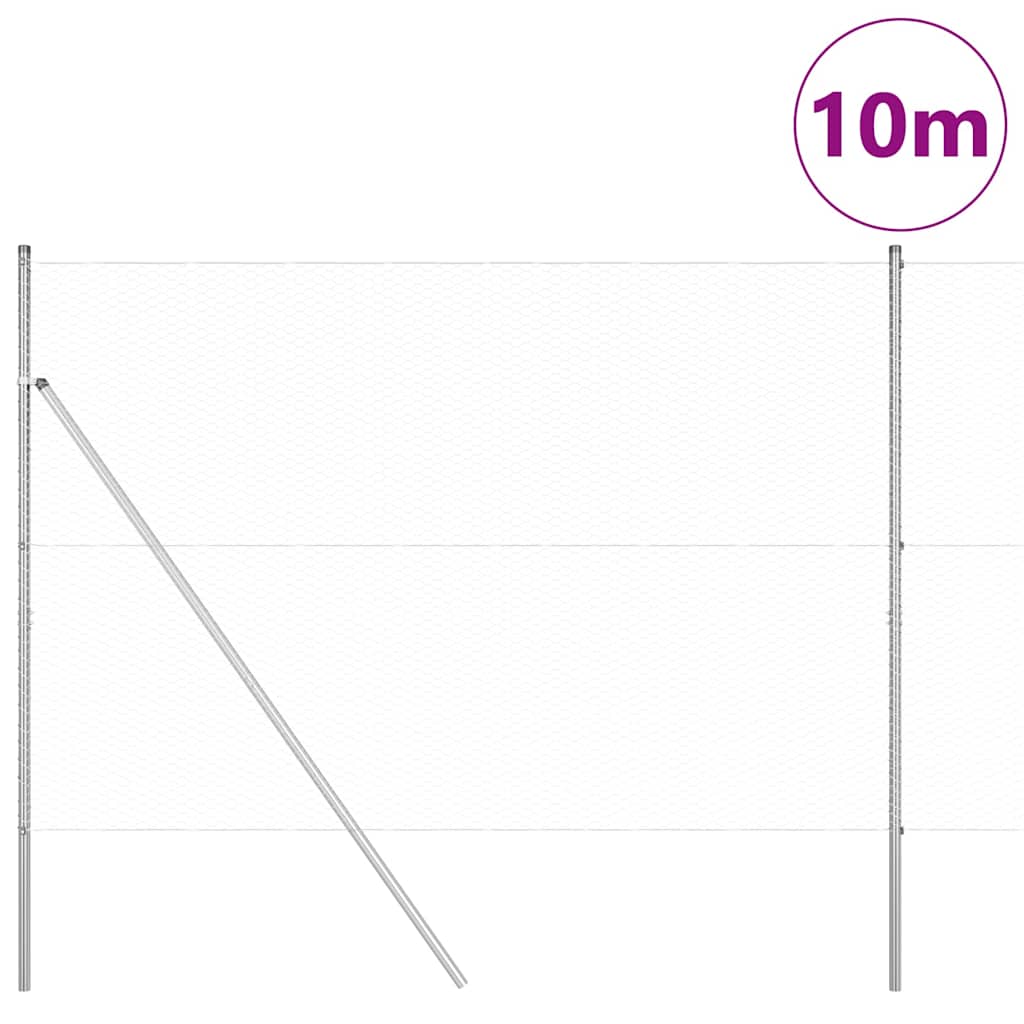 Vidaxl afrasteringspaal zilver 10 x 1,6 m (25 mm gaas) staal