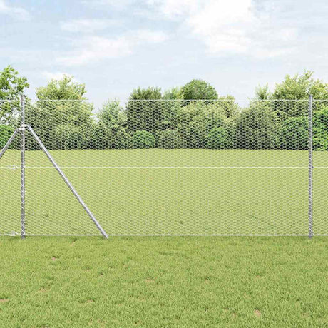 Vidaxl zeshoekig gaashek met grondbevestiging 25 x 1,2 m zilver mesh