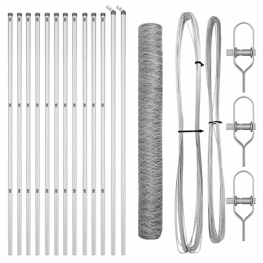 Vidaxl afrasteringspaal zilver 25 x 1,2 m (50 mm gaas) staal