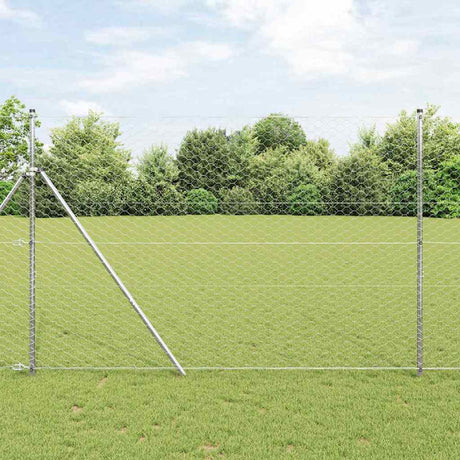 Vidaxl afrasteringspaal zilver 25 x 1,5 m (50 mm gaas) staal