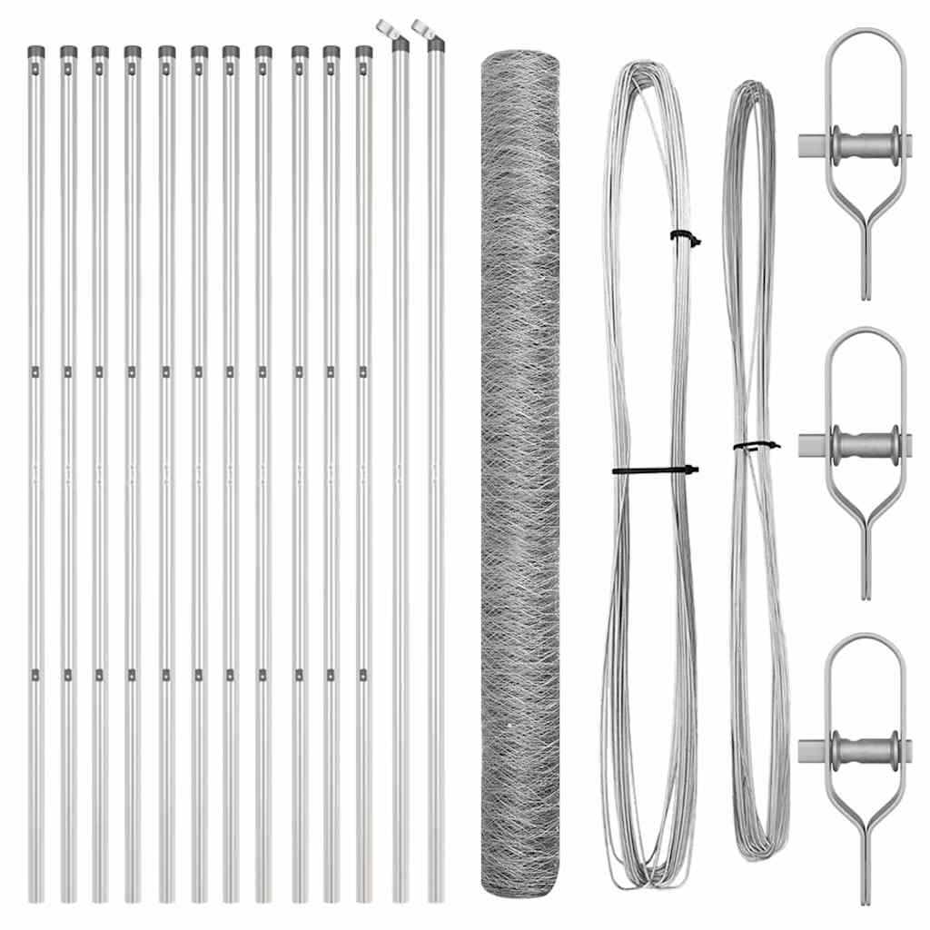 Vidaxl afrasteringspaal zilver 25 x 1,6 m (50 mm gaas) staal