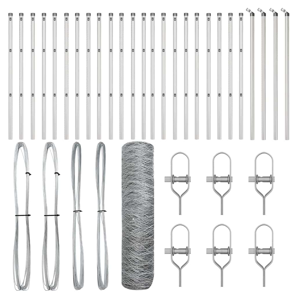 Vidaxl afrasteringspaal zilver 50 x 0,6 m (36 mm gaas) staal