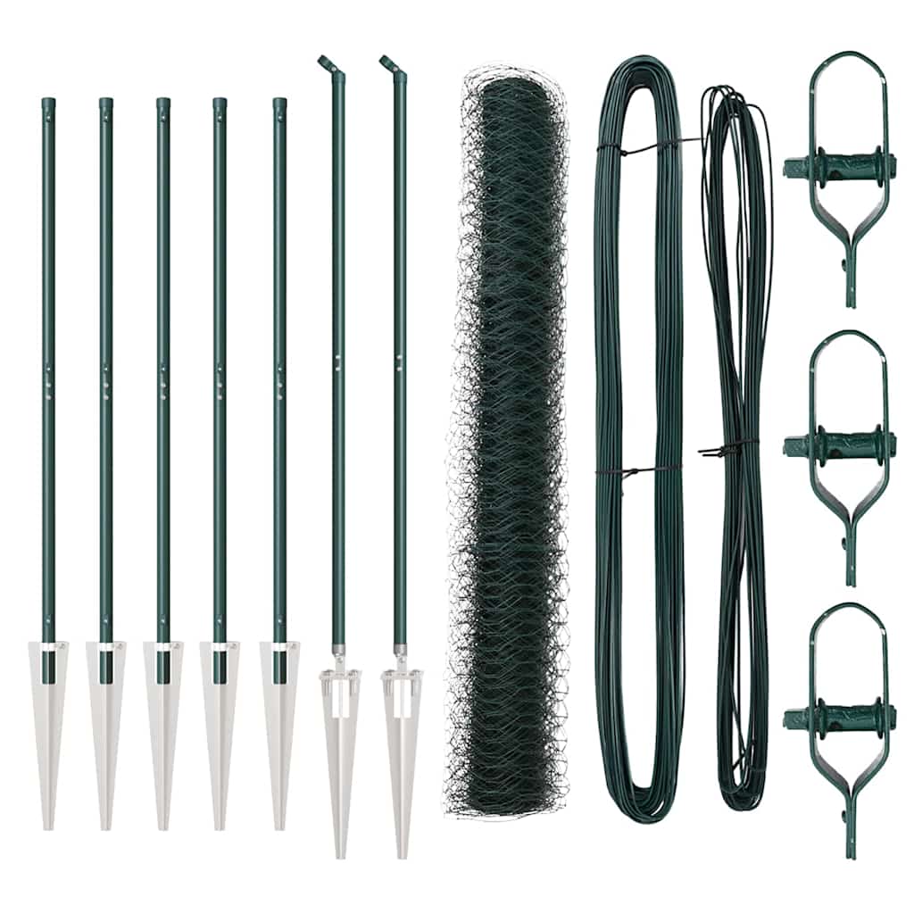 Vidaxl afrasteringspaal groen 10 x 1 m (36 mm gaas) staal en pvc