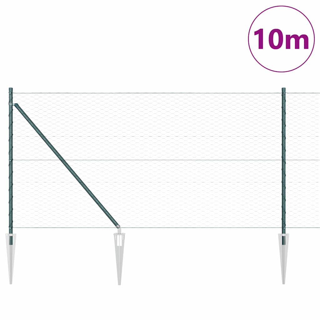Vidaxl afrasteringspaal groen 10 x 1 m (36 mm gaas) staal en pvc