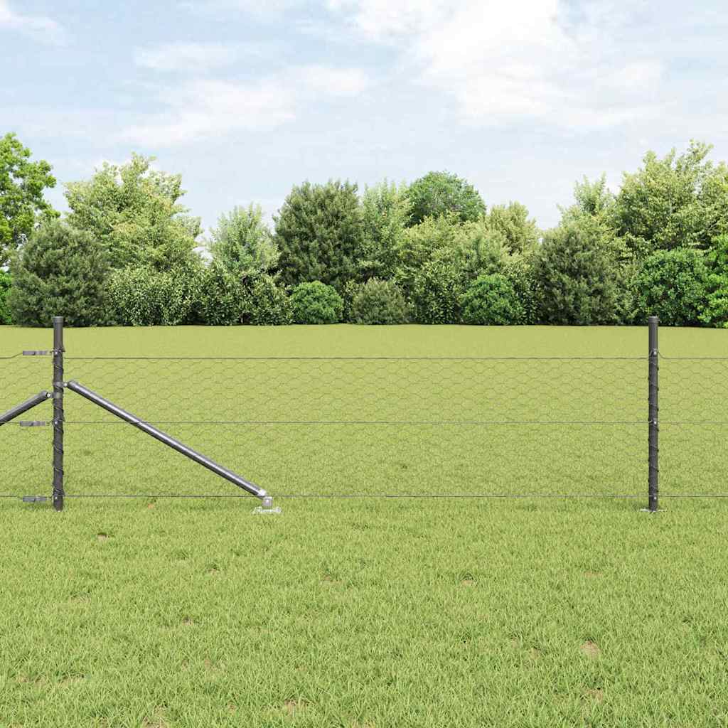 Vidaxl afrasteringspaal grijs 10 x 0,5 m (36 mm gaas) staal en pvc