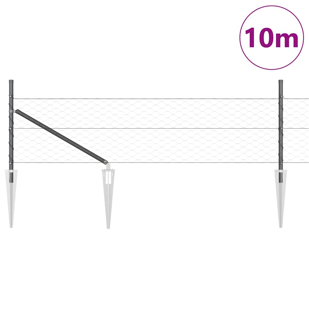 Vidaxl afrasteringspaal grijs 10 x 0,5 m (50 mm gaas) staal en pvc