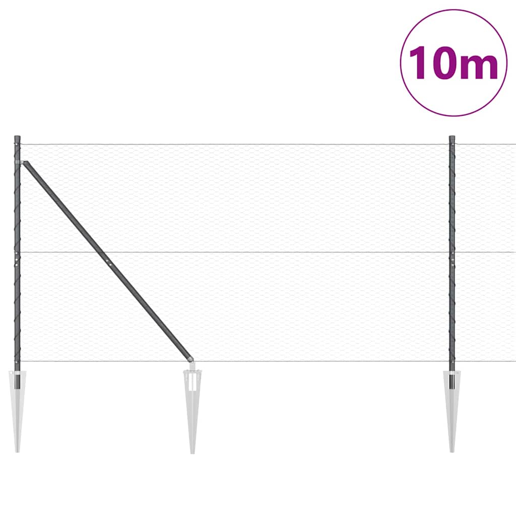 Vidaxl afrasteringspaal grijs 10 x 1,2 m (25 mm gaas) staal en pvc