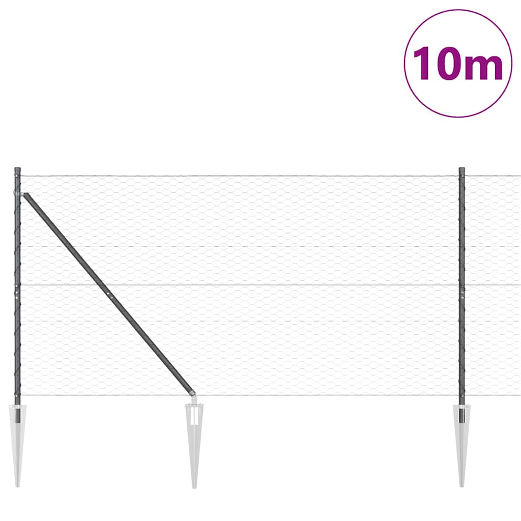 Vidaxl afrasteringspaal grijs 10 x 1,4 m (36 mm gaas) staal en pvc