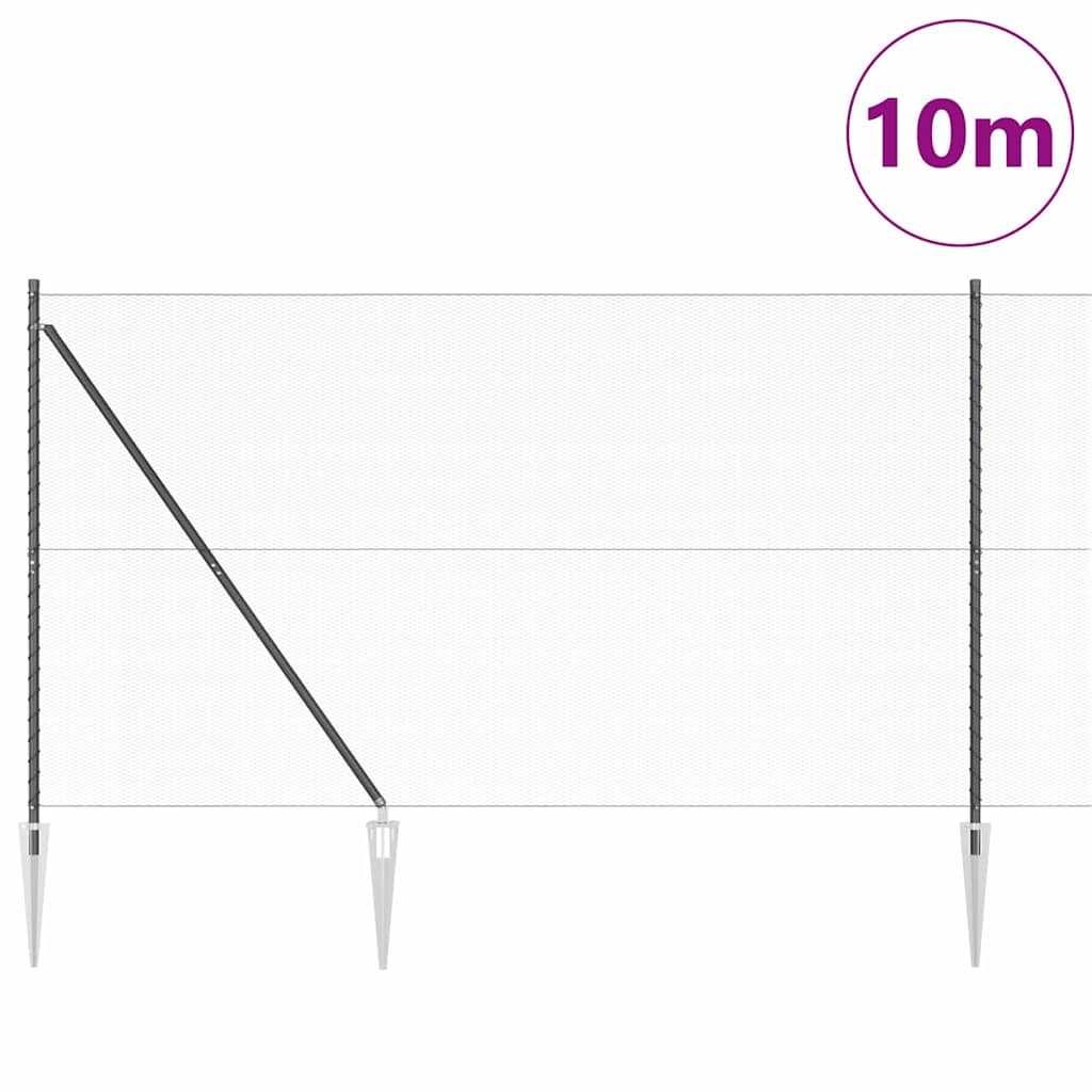 Vidaxl afrasteringspaal grijs 10 x 1,6 m (13 mm gaas) staal en pvc