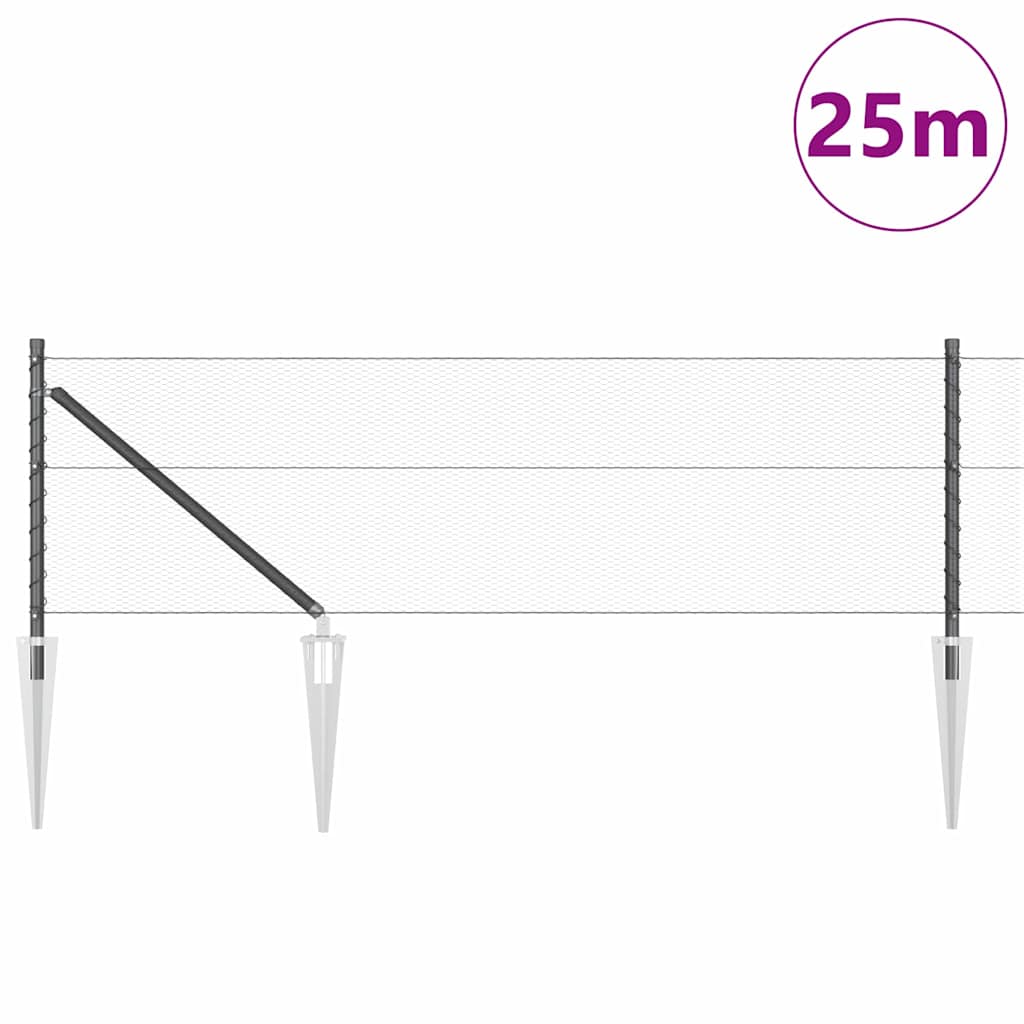 Vidaxl afrasteringspaal grijs 25 x 0,6 m (13 mm gaas) staal en pvc