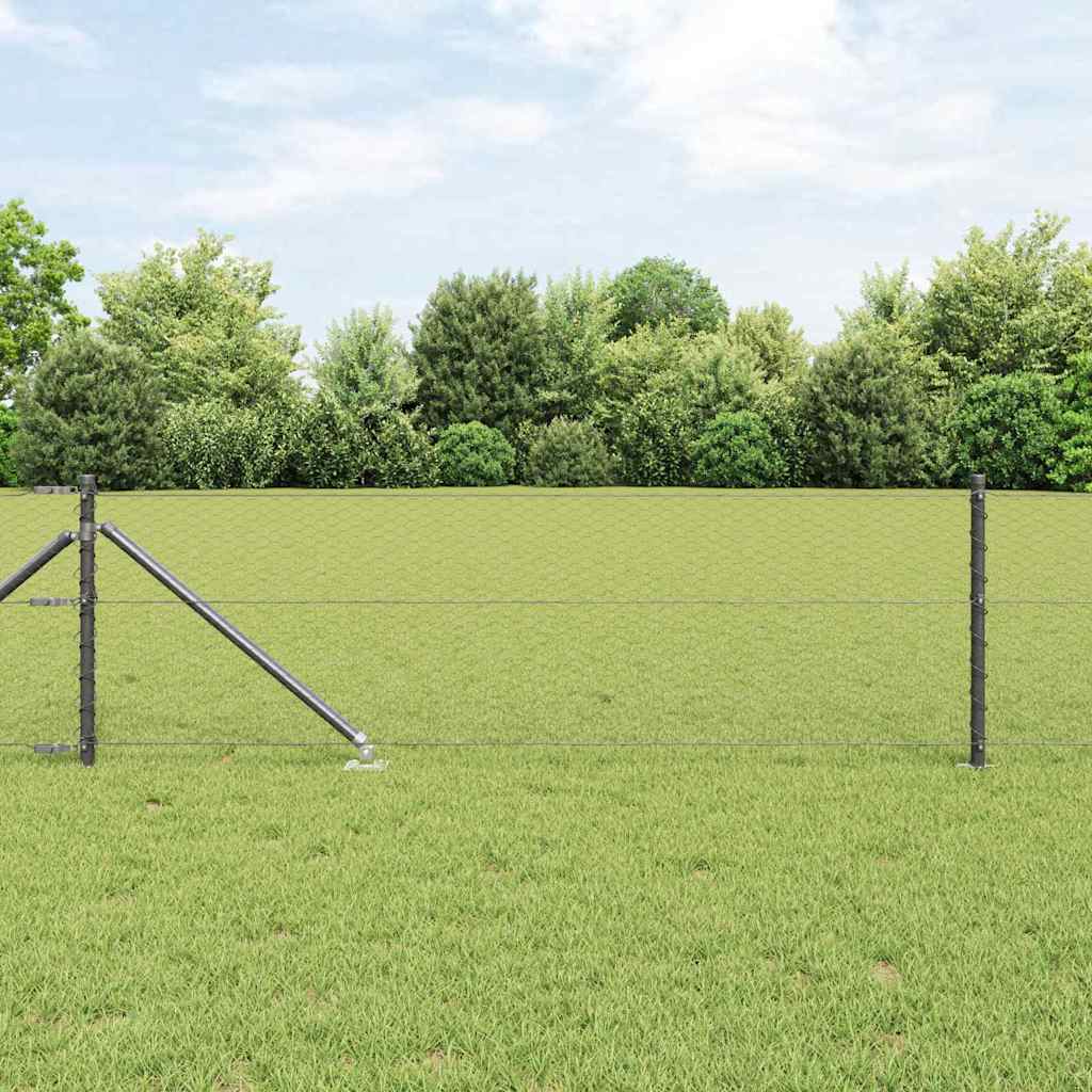 Vidaxl afrasteringspaal grijs 25 x 0,6 m (25 mm gaas) staal en pvc