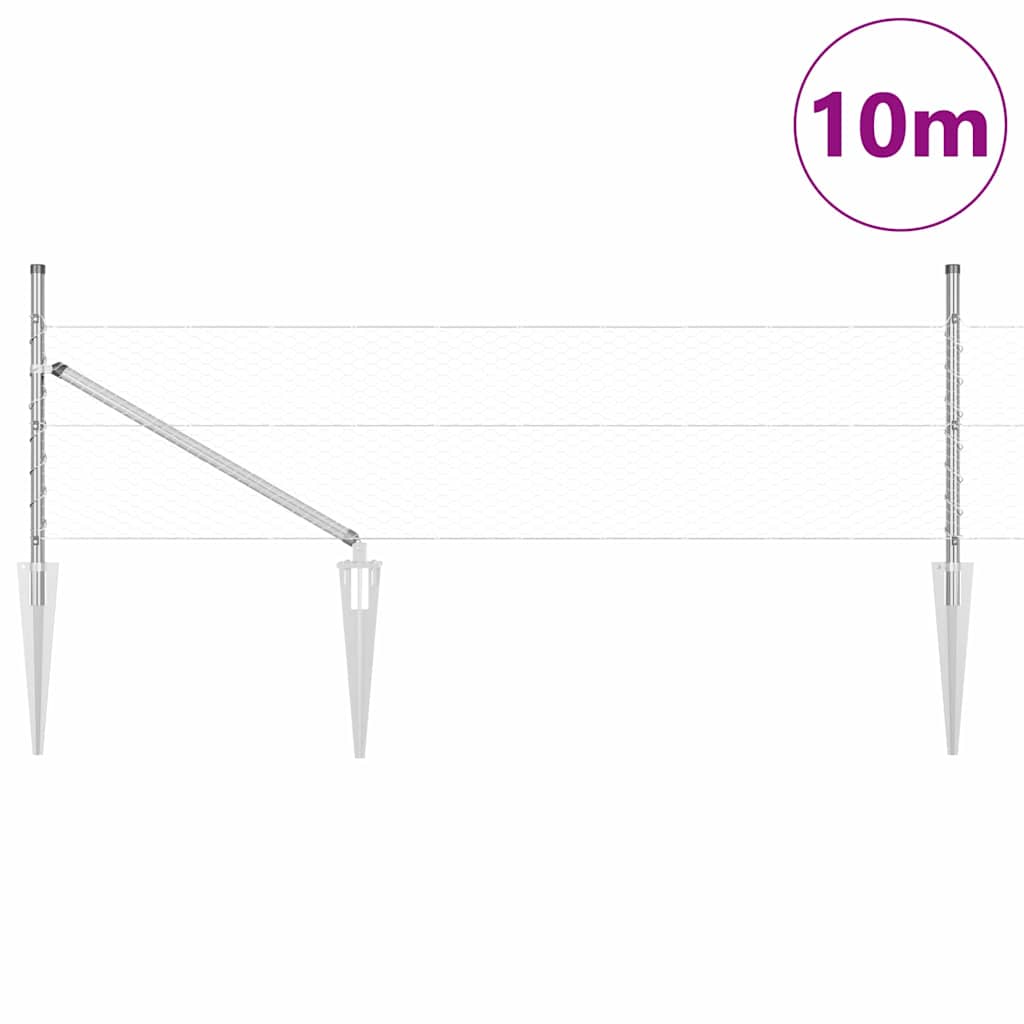 Vidaxl afrasteringspaal zilver 10 x 0,4 m (25 mm gaas) staal