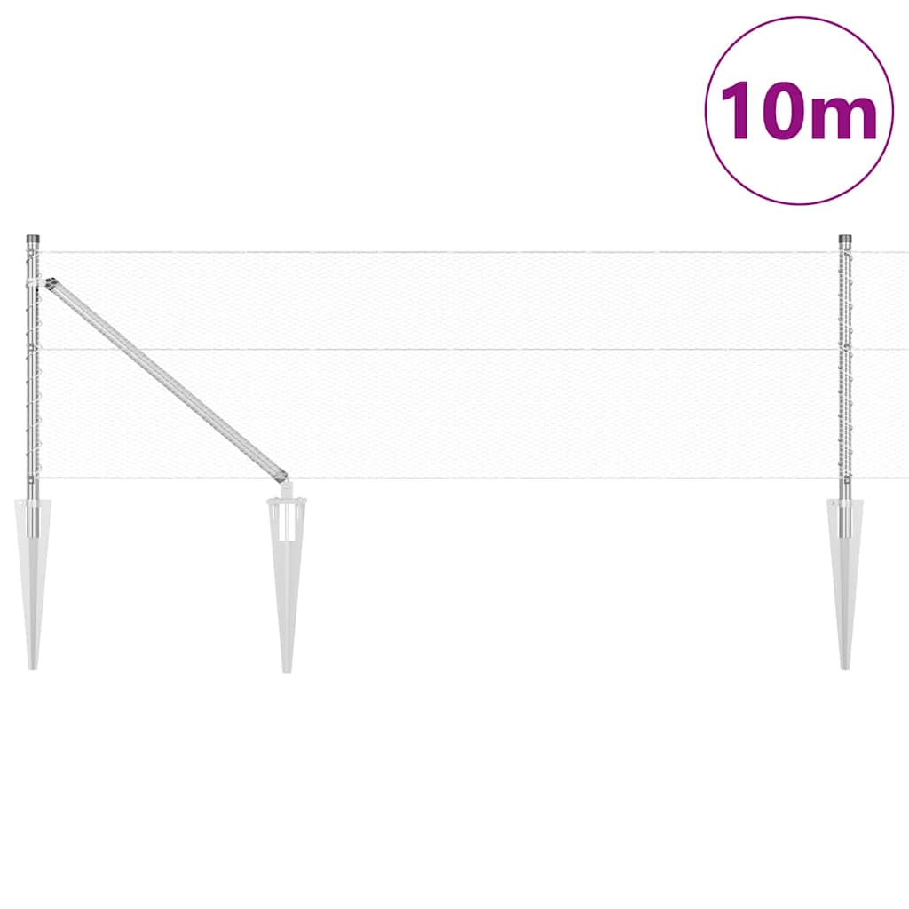 Vidaxl afrasteringspaal zilver 10 x 0,6 m (13 mm gaas) staal