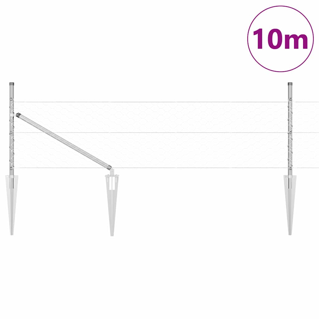 Vidaxl afrasteringspaal zilver 10 x 0,8 m (50 mm gaas) staal