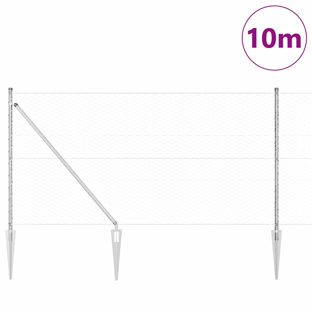Vidaxl afrasteringspaal zilver 10 x 1,2 m (36 mm gaas) staal