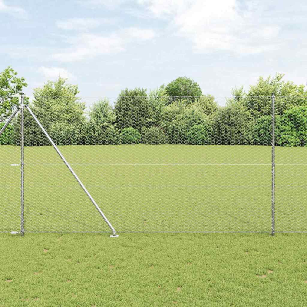 Vidaxl afrasteringspaal zilver 10 x 1,6 m (36 mm gaas) staal