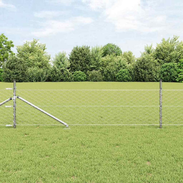 Vidaxl zeshoekig gaasgek met palen 25 x 0,4 m gegalvaniseerd staal