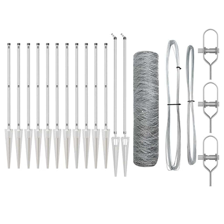 Vidaxl afrasteringspaal zilver 25 x 0,4 m (50 mm gaas) staal