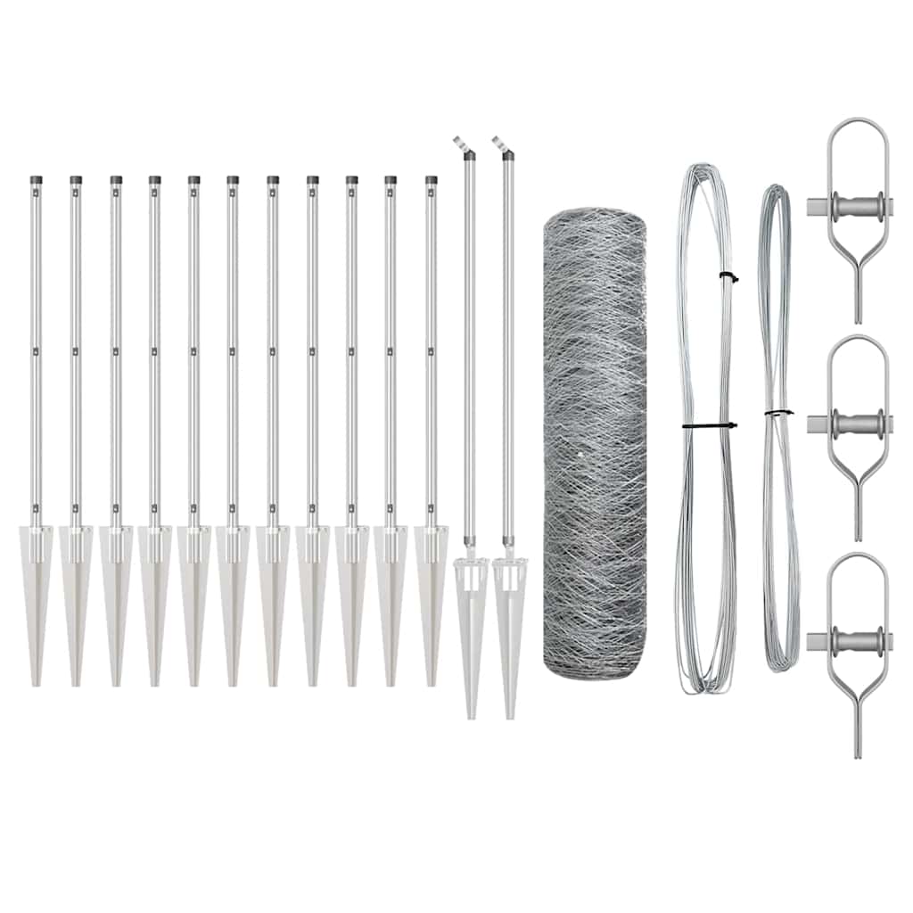 Vidaxl afrasteringspaal zilver 25 x 0,6 m (50 mm gaas) staal
