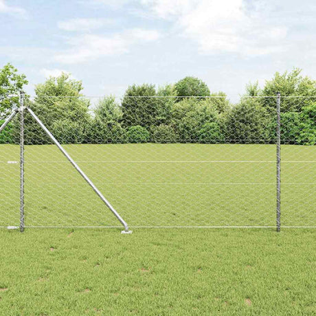 Vidaxl zeshoekig gaasgek met palen 25 x 1 m gegalvaniseerd staal mesh