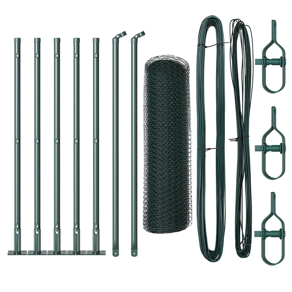 Vidaxl afrasteringspaal groen 10 x 0,5 m (13 mm gaas) staal en pvc