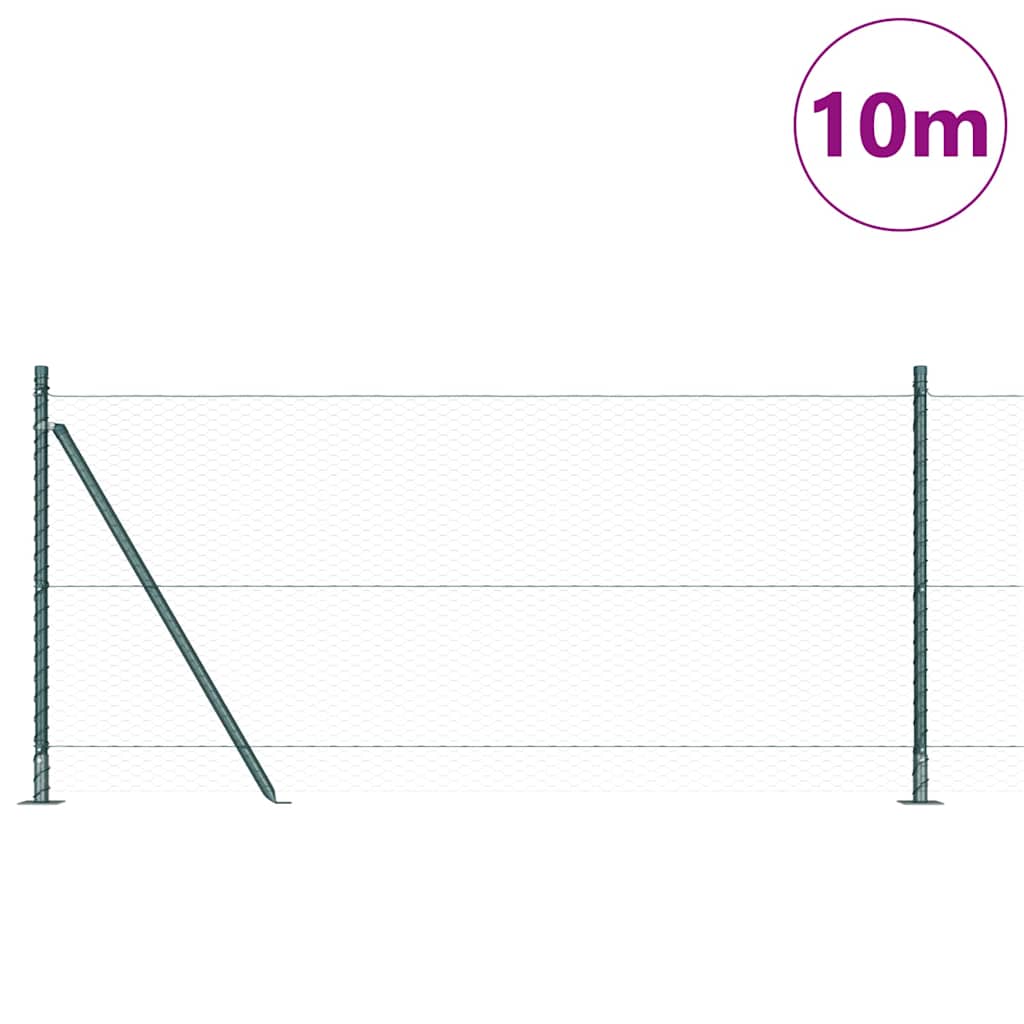Vidaxl afrasteringspaal groen 10 x 1 m (25 mm gaas) staal en pvc