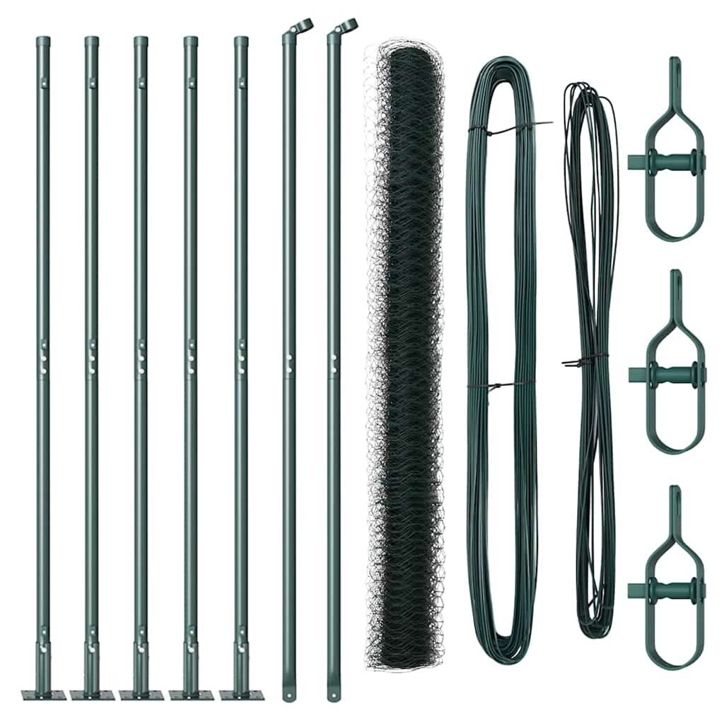 Vidaxl afrasteringspaal groen 10 x 1,5 m (50 mm gaas) staal en pvc