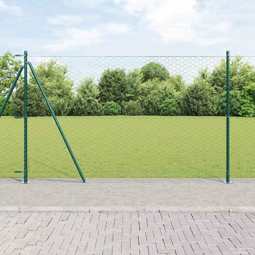 Vidaxl afrasteringspaal groen 10 x 1,6 m (50 mm gaas) staal en pvc
